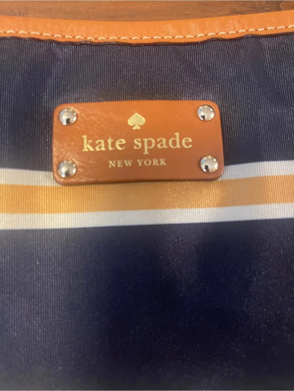 Kate‎ Spade Navy & Tan Striped Tote